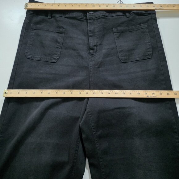 Oat New York Jean Women 18W Black Wide Leg High Rise Raw Hem Stretch GrungeGoth - Picture 4 of 16